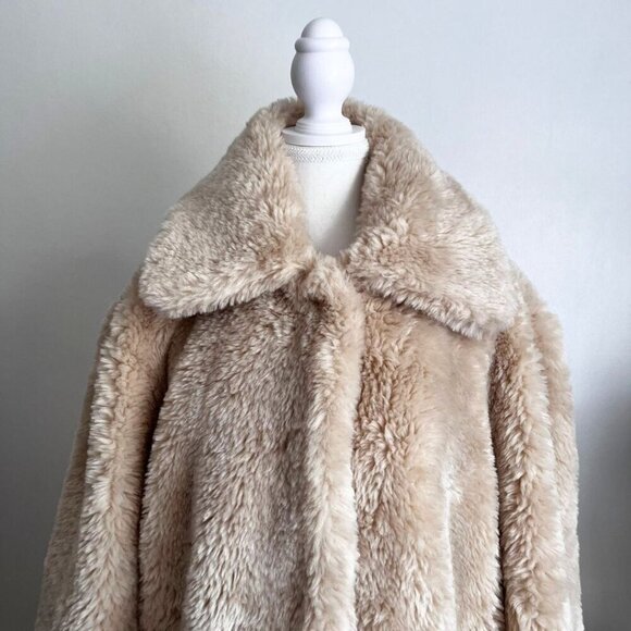 NWT FREE PEOPLE PRETTY PERFECT FAUX FUR COAT IN CREAM TEA - S - Picture 5 of 16